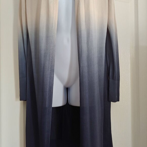 Lafayette 148 Ombré Open Duster Cardigan Chic Boho Gradient Transitional Sweater - Picture 7 of 12